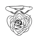 A minimalist tattoo of a heart-shaped rose wrapped in barbed wire, with Sam's name subtly incorporated tattoo design idea