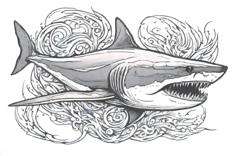 shark emerging tattoo design idea