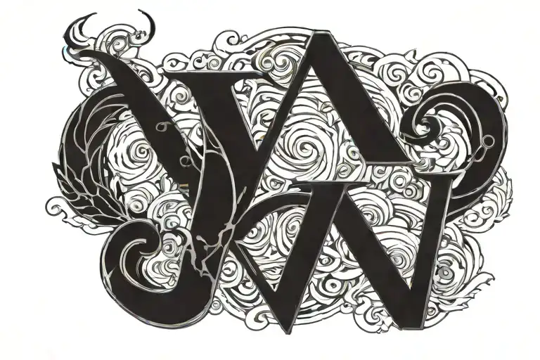 Initials and date of death tattoo design idea