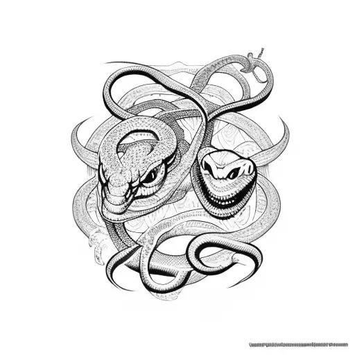 Snake and devil face  tattoo design idea