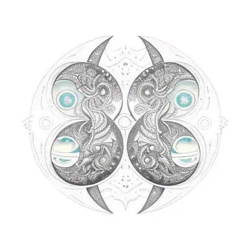 sun and moon bohemian  tattoo design idea