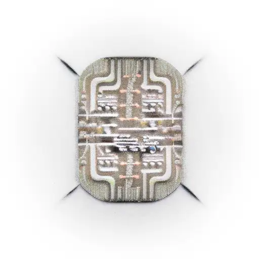 A realistic depiction of a computer chip embedded in the bark of a tree tattoo design idea