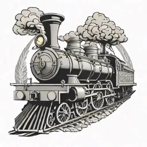 A Chesterfield FC crest intertwined with a vintage steam train tattoo design idea