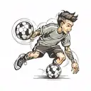a boy on a soccer field with two hands fist pumping  tattoo design idea
