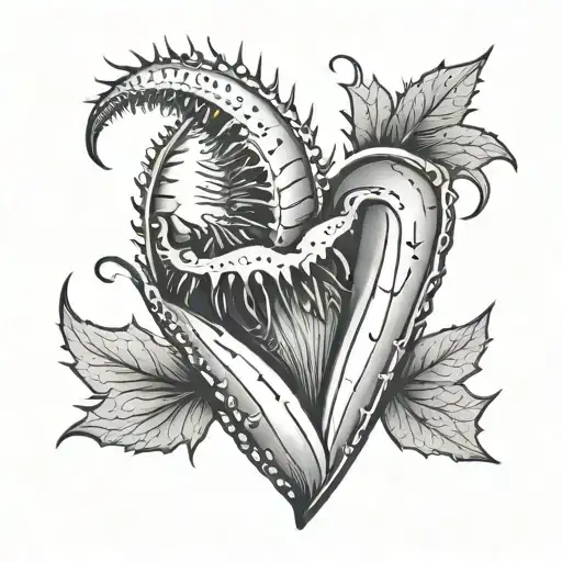 Venus flytrap with a heart behind tattoo design idea