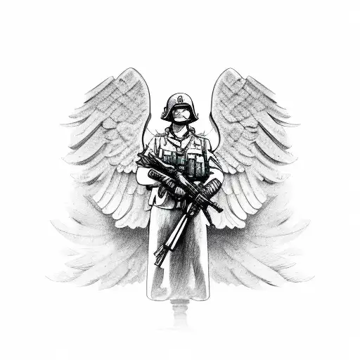 guardian angel  WW2 Soldier tattoo design idea