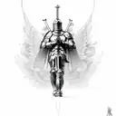 gardian angel in knight armor  tattoo design idea