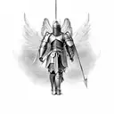 gardian angel in knight armor  tattoo design idea