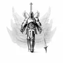 gardian angel in knight armor  tattoo design idea