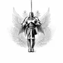 gardian angel in knight armor  tattoo design idea