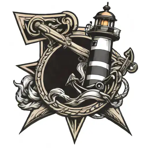 lighthouse anchor cross tattoo design idea