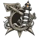 lighthouse anchor cross tattoo design idea