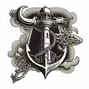 lighthouse anchor cross tattoo design idea