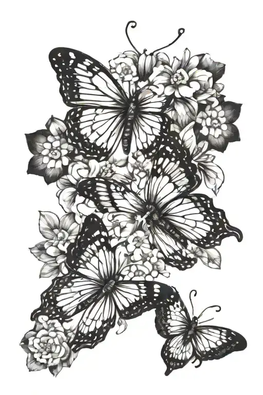 A unique design combining your mom and dad's birth flowers (August and October) with butterflies, symbolizing your special bond with your mom. The flowers can be subtly integrated into the wings of the butterflies for a harmonious look. tattoo design idea