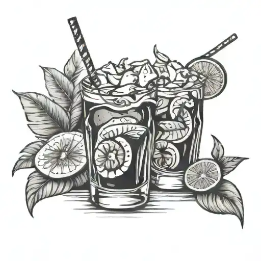 Cuba Libre cocktail tattoo design idea