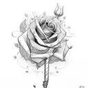 Polish sword with roses tattoo design idea