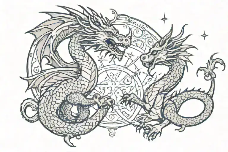 dragon and Leo zodiac sign tattoo design idea