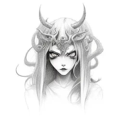 girl demon tattoo design idea
