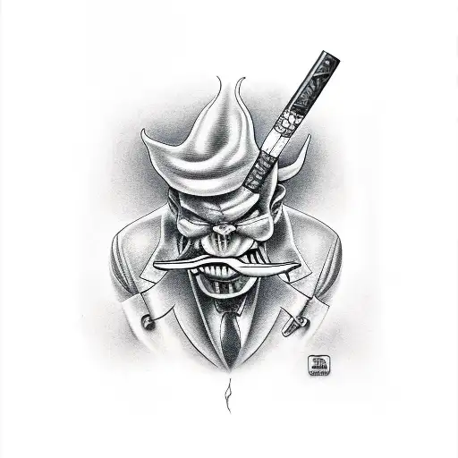 devil smoking a cigar tattoo design idea