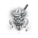 devil smoking a cigar tattoo design idea