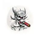 devil smoking a cigar tattoo design idea