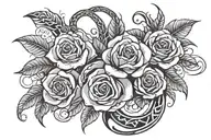 roses and snakes tattoo design idea