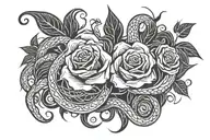 roses and snakes tattoo design idea