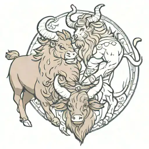 tauros and capricorn tattoo design idea