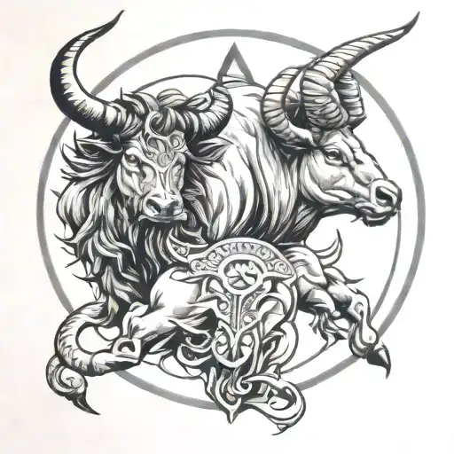 tauros and capricorn zodiac tattoo design idea