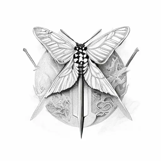 sword and butterfly tattoo design idea