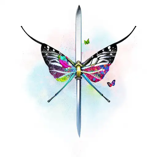 sword and butterfly tattoo design idea