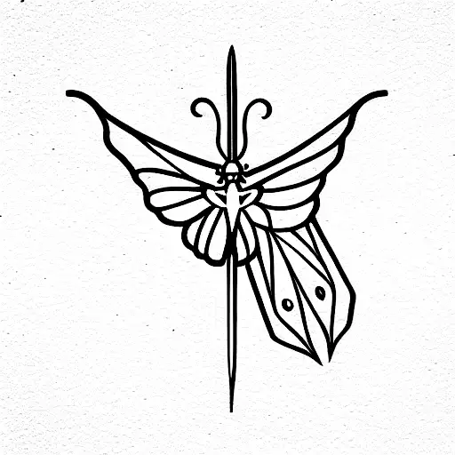sword and butterfly tattoo design idea