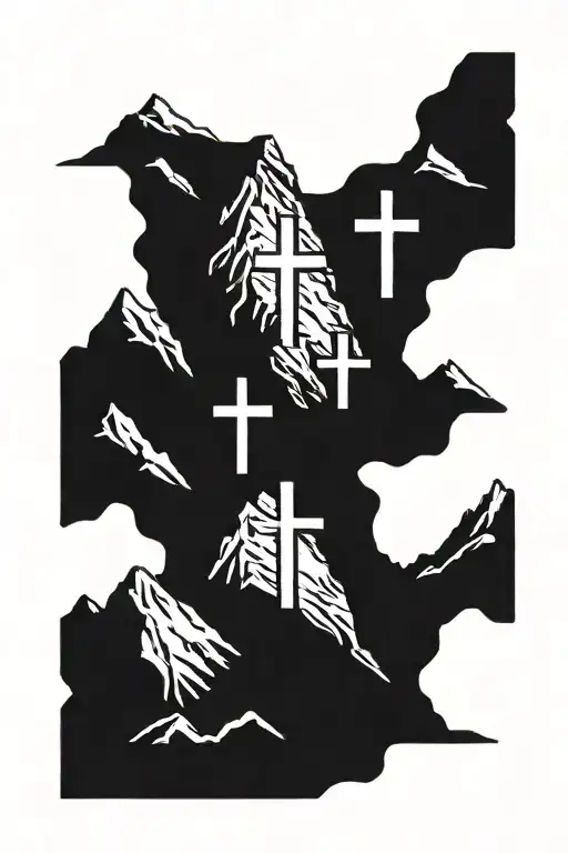 3 crosses on top of a mountain  tattoo design idea
