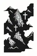 3 crosses on top of a mountain  tattoo design idea