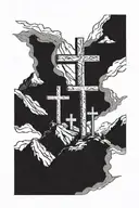 3 crosses on top of a mountain  tattoo design idea