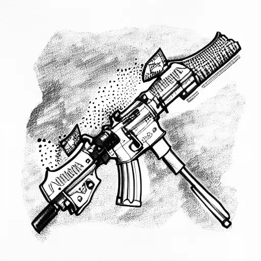 automatic m16 tattoo design idea