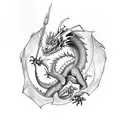 Dragon on forearm wrapping around arm and the tail goes just above the elbow  tattoo design idea