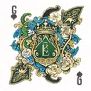 everton archibald leitch blue design with Las Vegas theme, elvis and 26/09/23 built within the design on playing cards o tattoo design idea