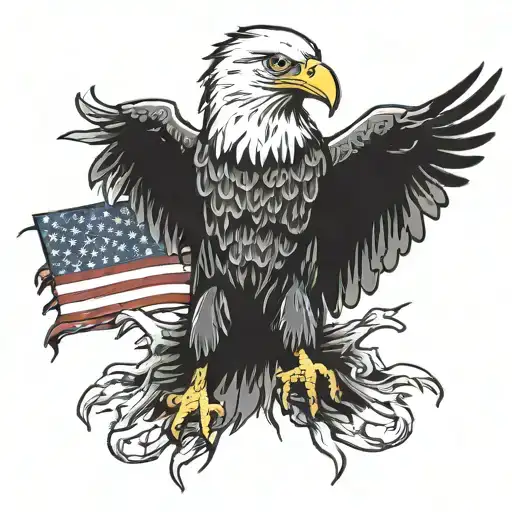 a bald eagle with a torn and tattered American for feathers, incorporating "we the people" along the bottom tattoo design idea