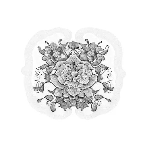 A blackwork tattoo of a vintage wine bottle and glass, intertwined with intricate vine patterns and delicate flowers tattoo design idea