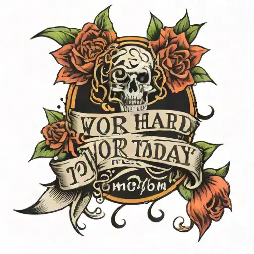 a sentence that says work hard today for tomorrow  tattoo design idea