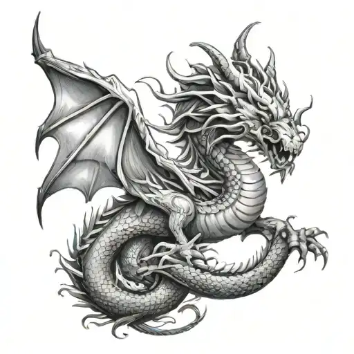 dragon vertical tattoo design idea