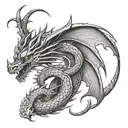 dragon vertical tattoo design idea