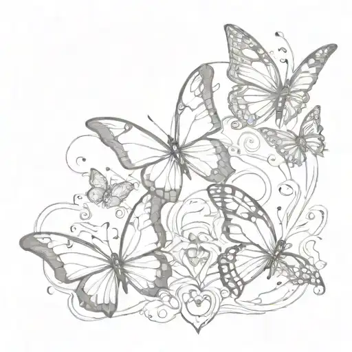 5 butterflies infinity heart tattoo design idea