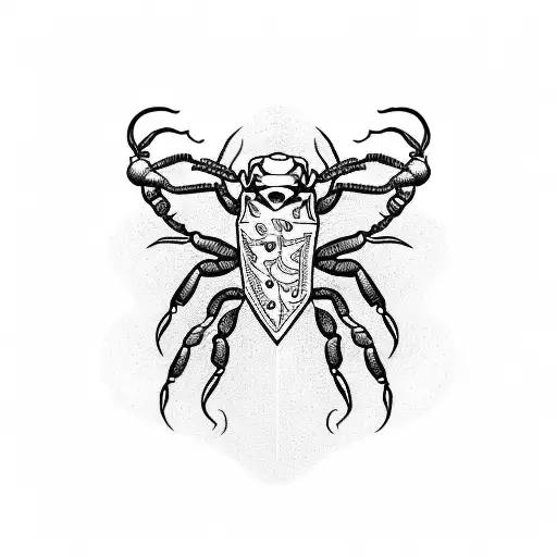Scorpion with Valentin's name tattoo design idea