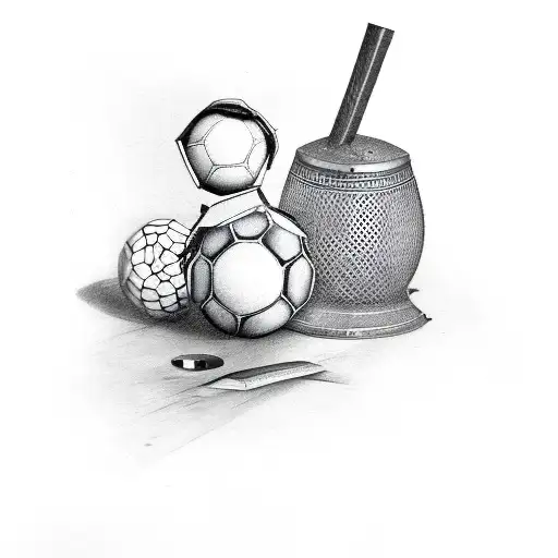 Cricket bat, ball, laptop, perfume bottle,  tattoo design idea