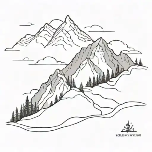 long path leading to a big mountain peak tattoo design idea
