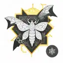 moth sun tattoo design idea