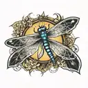 dragonfly sun tattoo design idea