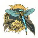 dragonfly sun tattoo design idea